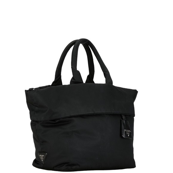 Prada Plate Nylon Black Bag Tote Triangle Reversible - Picture 1 of 11